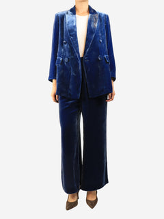 Blue velvet two-piece suit set - size M Sets Malìparmi 
