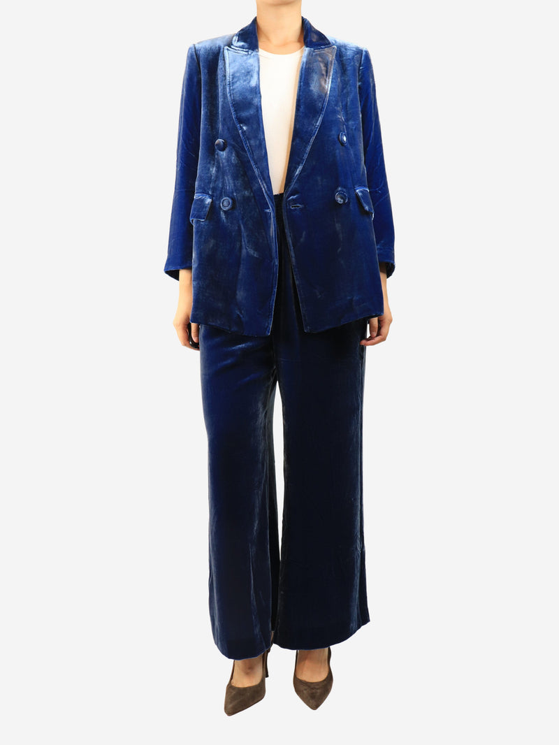 Blue velvet two-piece suit set - size M Sets Malìparmi 