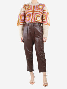 Altuzarra Brown leather trousers - size UK 10