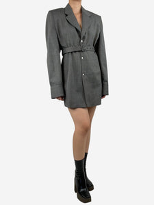 Prada Grey belted wool blazer - size UK 8