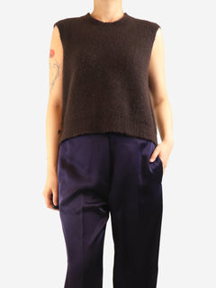 Dark brown cashmere jumper vest - size M Knitwear Boboutic 