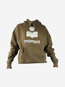 Isabel Marant Etoile Khaki graphic logo hoodie - size UK 6