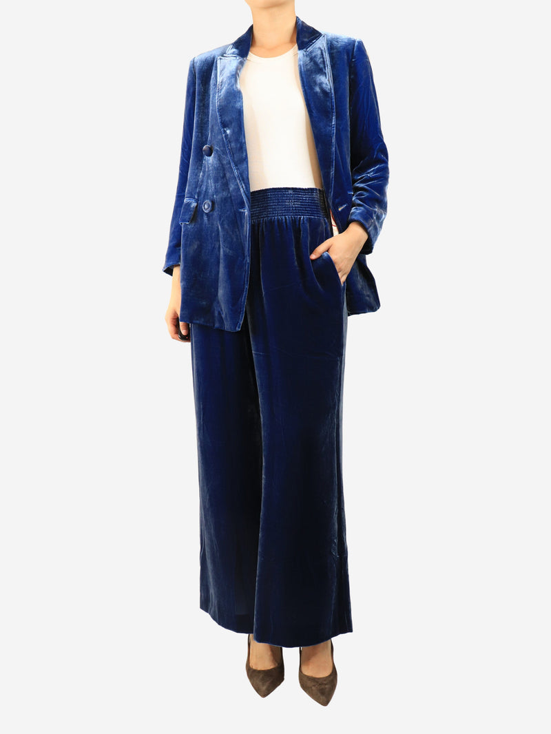 Blue velvet two-piece suit set - size M Sets Malìparmi 