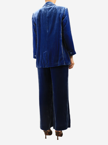 Blue velvet two-piece suit set - size M alternate image