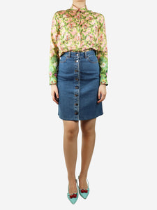 Stella McCartney Blue denim button-front midi skirt - size UK 10