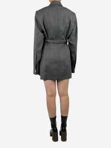 Prada Grey belted wool blazer - size UK 8