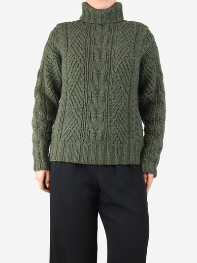 Green cable knit high-neck jumper - size M Knitwear Ralph Lauren 
