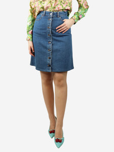 Stella McCartney Blue denim button-front midi skirt - size UK 10