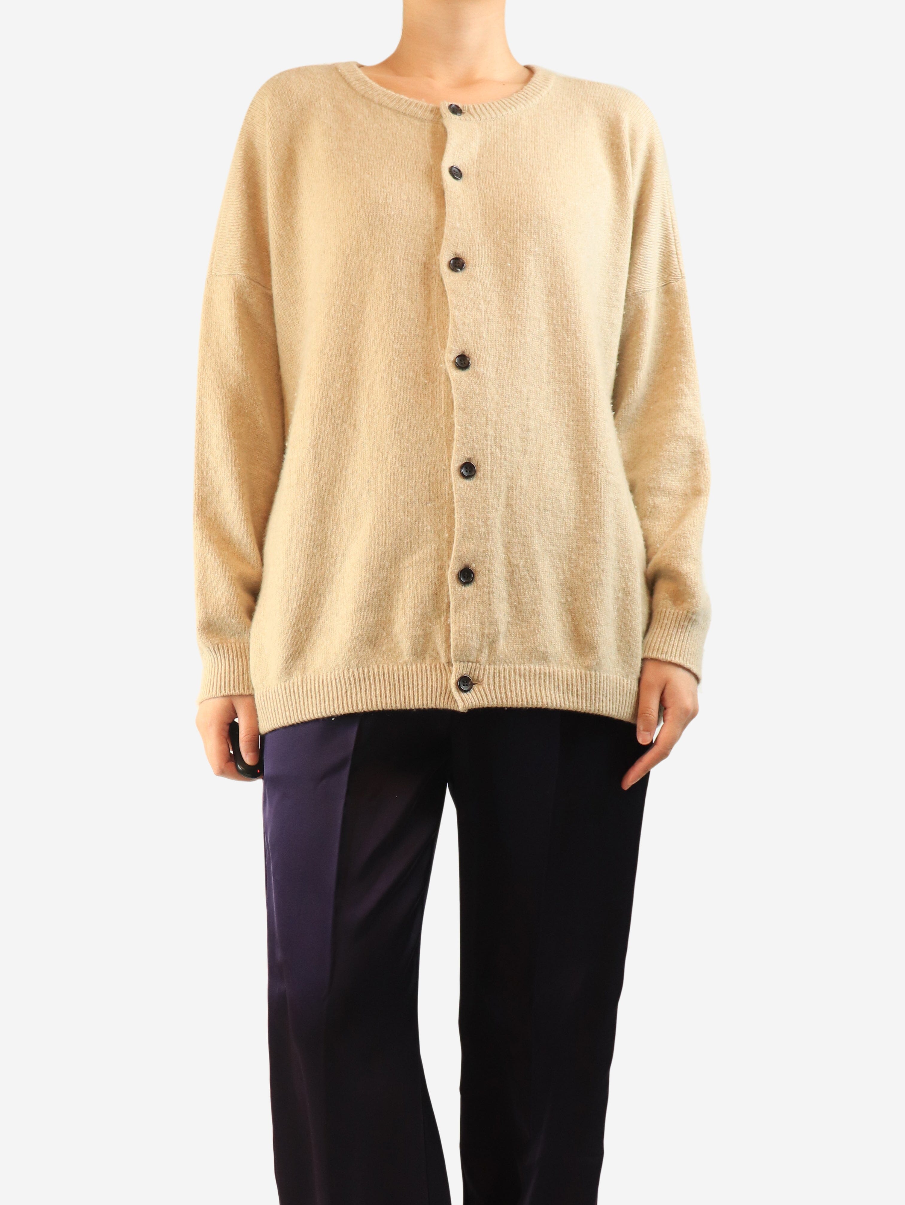 Neutral cashmere-blend cardigan - size L Knitwear Kaval 