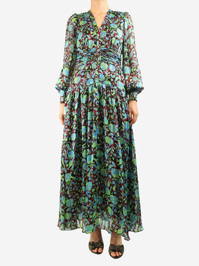 Floral lurex button-up maxi dress - size UK 8 Dresses ME+EM 