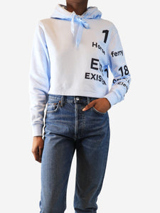 Burberry Baby blue Horseferry cropped hoodie - size XXS