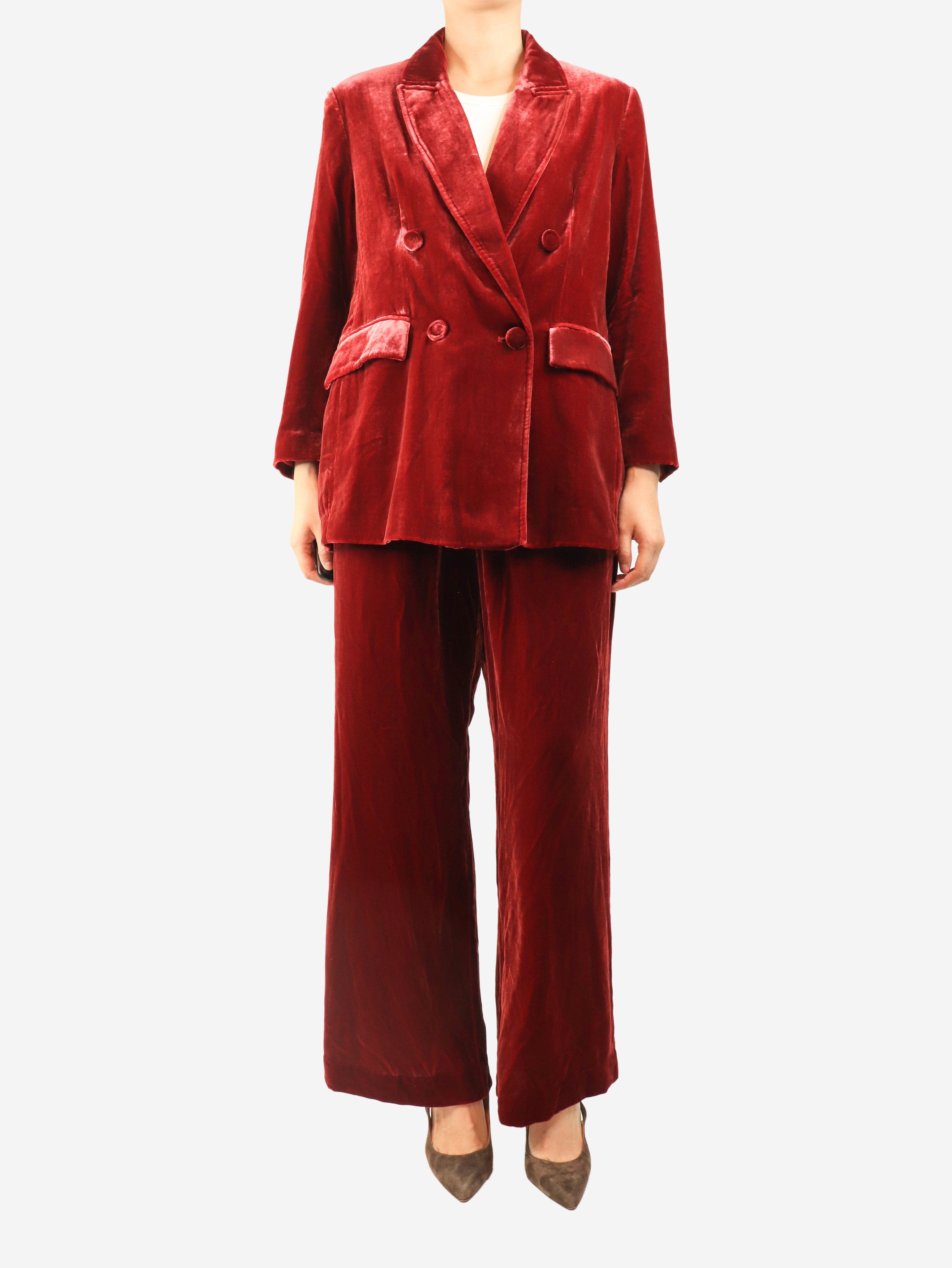 Red velvet two-piece suit set - size L Sets Malìparmi 