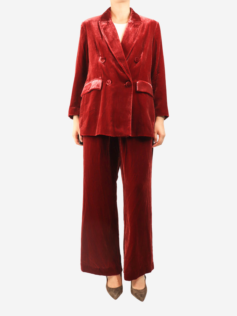 Red velvet two-piece suit set - size L Sets Malìparmi 