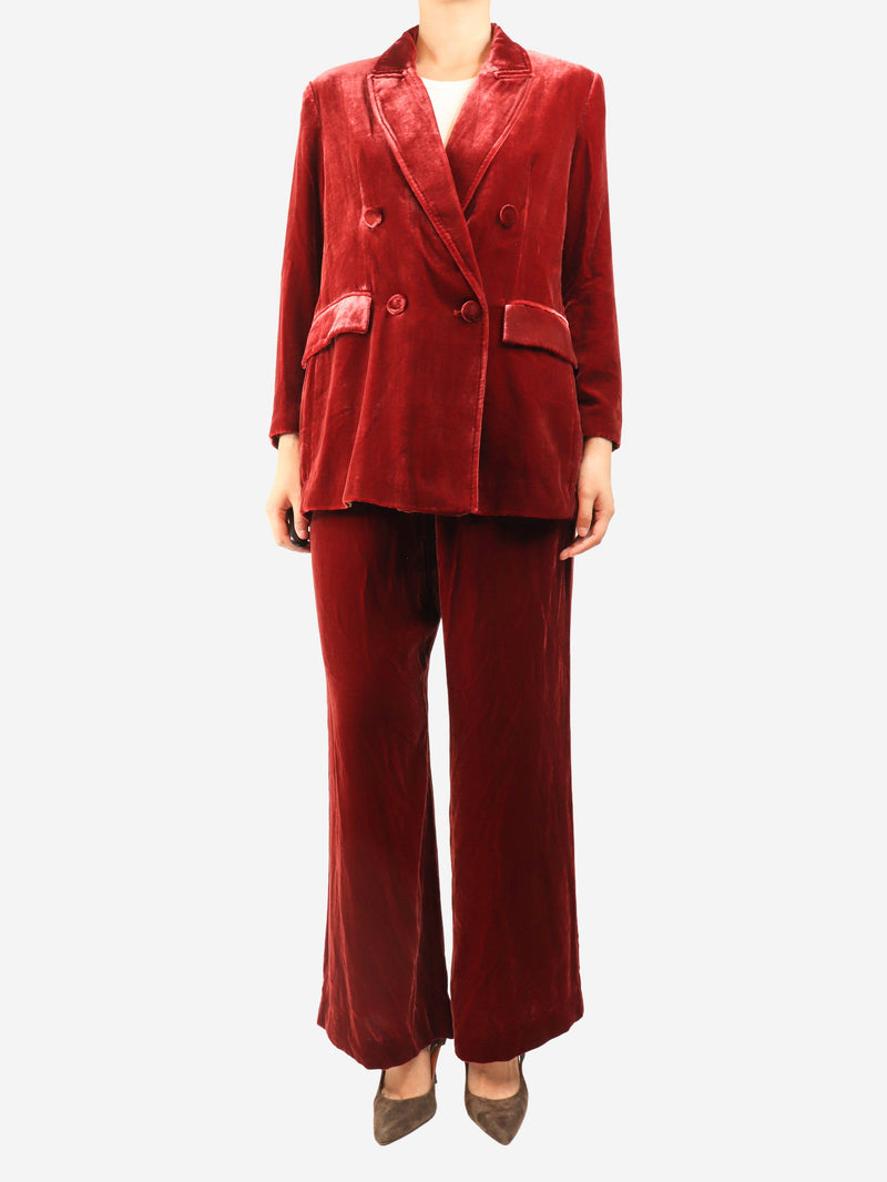Red velvet two-piece suit set - size L Sets Malìparmi 