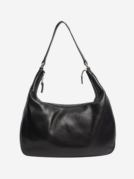 Vintage black small leather hobo bag product image