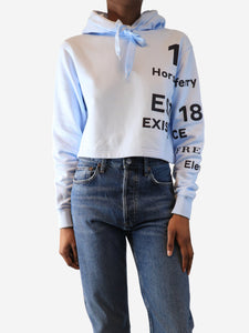 Burberry Baby blue Horseferry cropped hoodie - size XXS