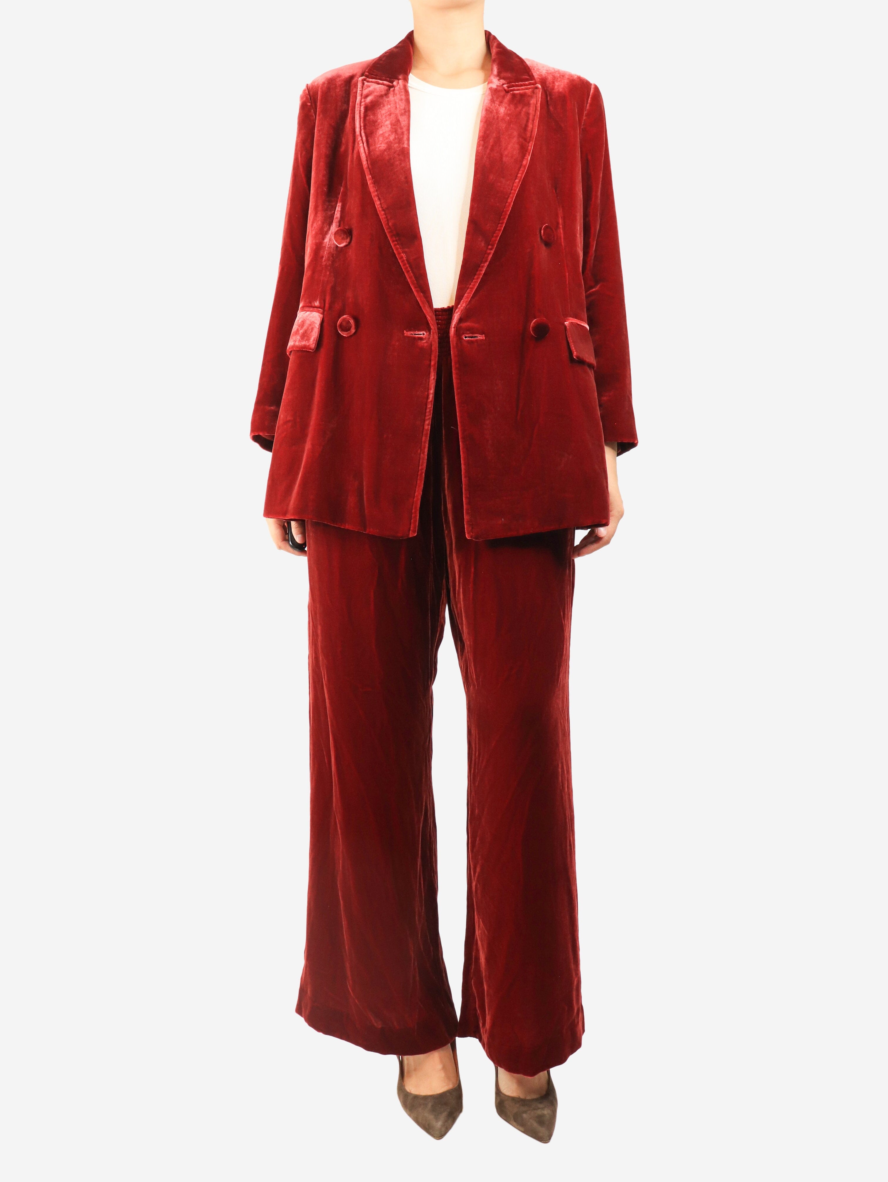 Red velvet two-piece suit set - size L Sets Malìparmi 