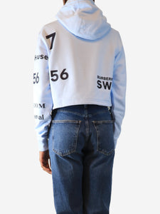 Burberry Baby blue Horseferry cropped hoodie - size XXS