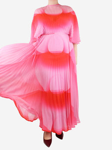 Brandon Maxwell Pink ombre pleated maxi dress - size UK 14