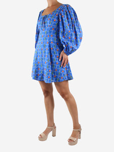 Staud Blue tomato and spring onion printed dress - size US 8