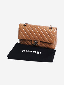 Chanel Caramel 2008 medium diamond-quilted patent lambskin Classic double flap shoulder bag