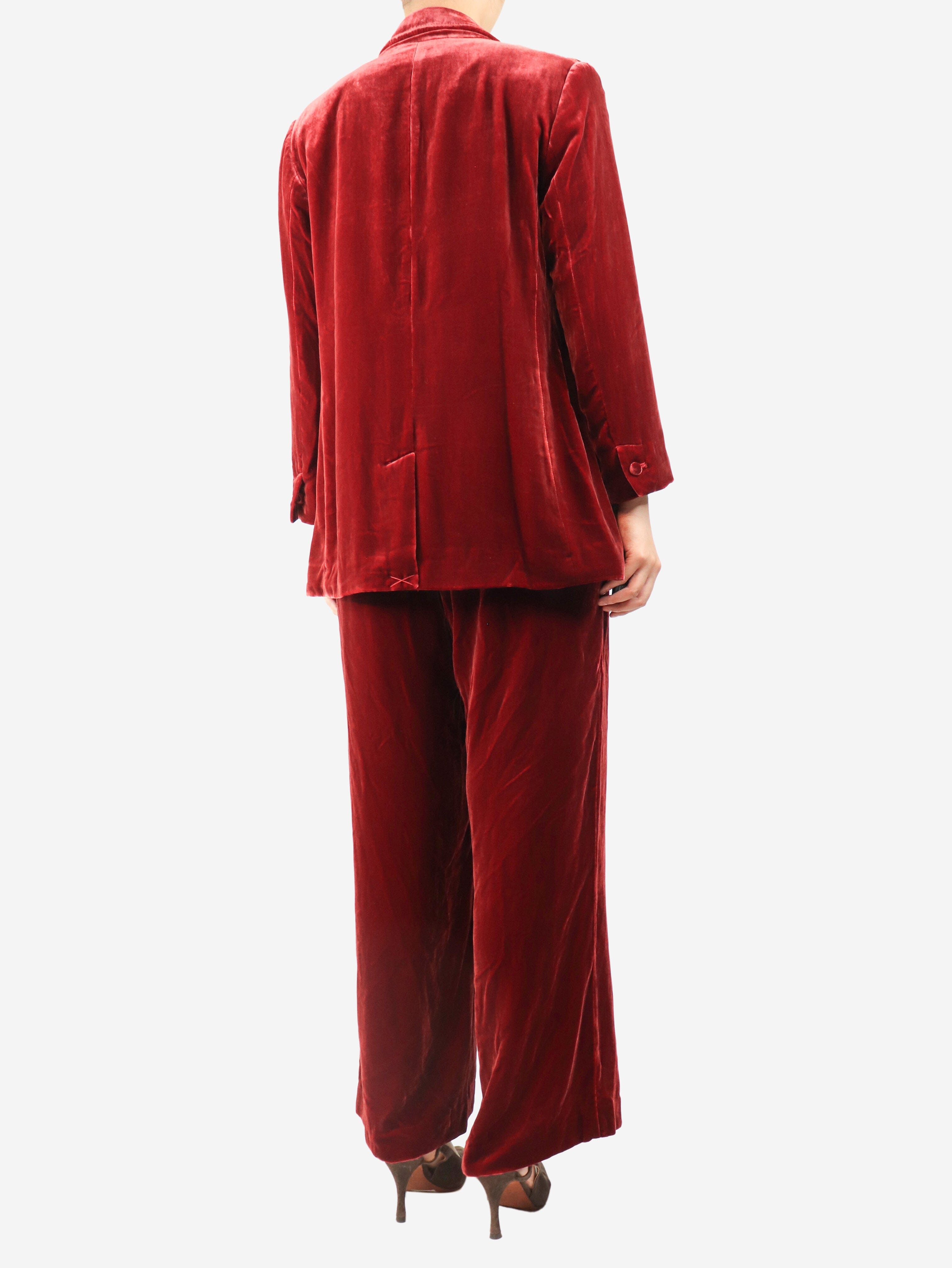 Red velvet two-piece suit set - size L Sets Malìparmi 