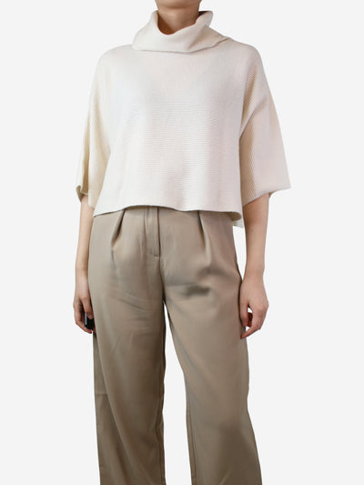Cream cropped ribbed jumper - size S Knitwear Bamford 