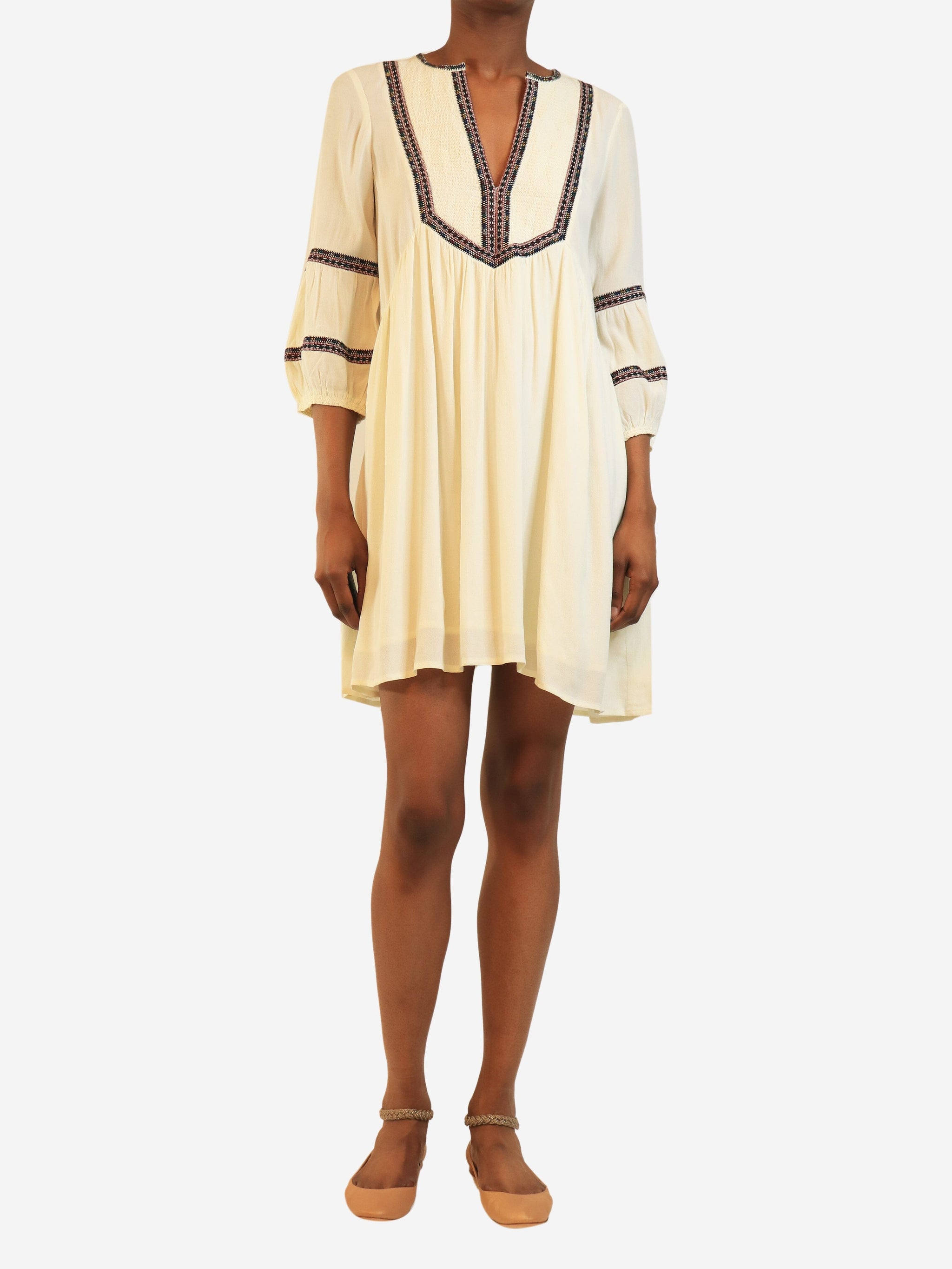 Cream long sleeve flowy mini dress - size UK 6 | Sign of the Times Cream long sleeve flowy mini dress - size UK 6 | Sign of the Times