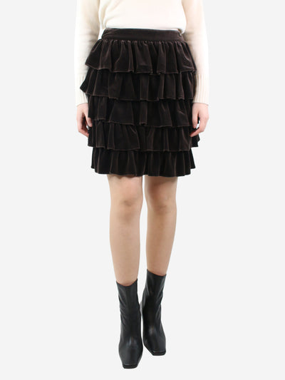 Brown ruffle velvet skirt - size UK 10 Skirts Chanel 
