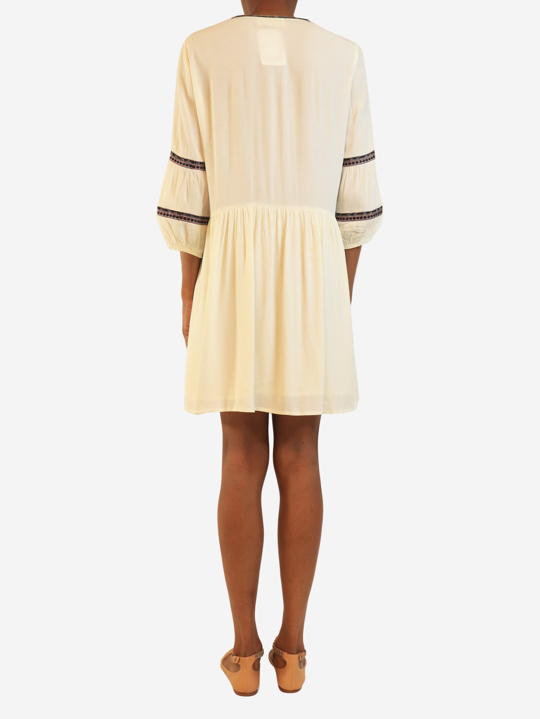 Cream long sleeve flowy mini dress - size UK 6 | Sign of the Times Cream long sleeve flowy mini dress - size UK 6 | Sign of the Times
