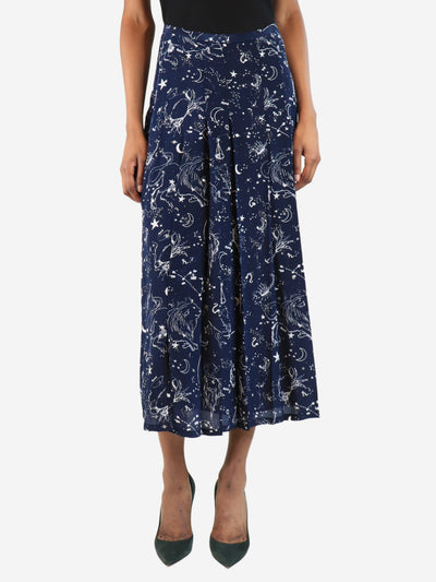 White and navy cosmic pleated midi skirt - size S Skirts Rixo 