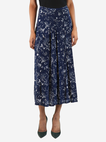 White and navy cosmic pleated midi skirt - size S product image