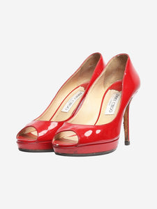 Jimmy Choo Red patent peep-toe pumps - size EU 38 (UK 5)