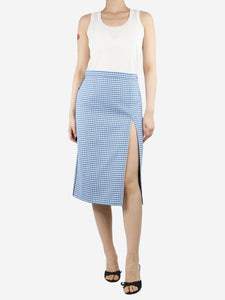 Marni Blue check midi pencil skirt - size UK 10