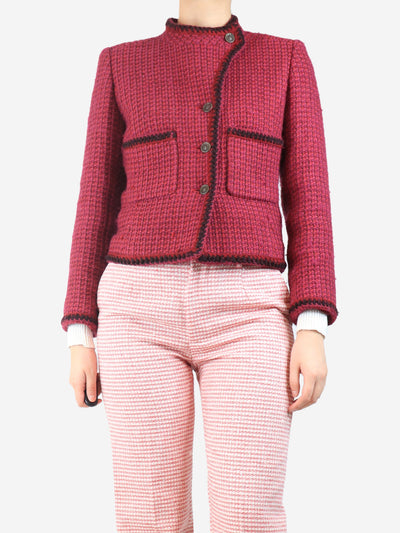 Vintage 2001 pink asymmetrical tweed jacket - size UK 10 Coats & Jackets Chanel 