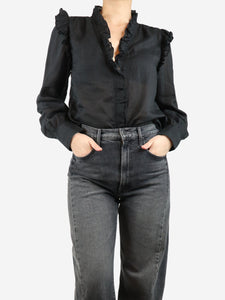 Frame Black sheer frill blouse - size S