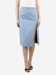 Marni Blue check midi pencil skirt - size UK 10