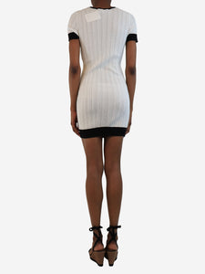 Chanel White and black ribbed knit mini dress - size UK 6