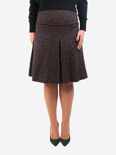 Burgundy lurex tweed skirt - size UK 10 Skirts Chanel 