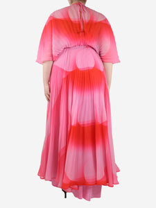 Brandon Maxwell Pink ombre pleated maxi dress - size UK 14