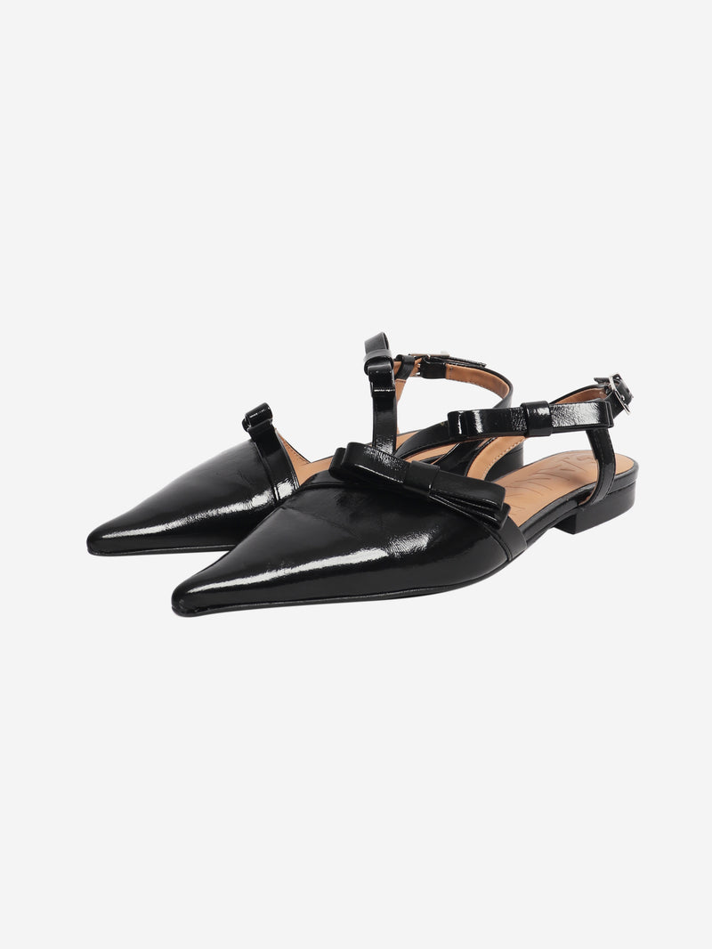Black bow-detail slingback flats - size EU 37