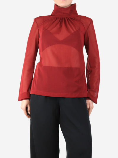 Red mesh long sleeved top - size UK 8 Tops Victoria Beckham 