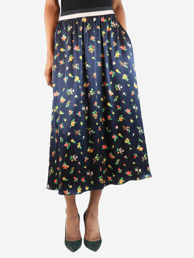Navy Ella floral midi skirt - size UK 6 Skirts Wyse 