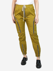 Rick Owens Green zipper trousers - size UK 8