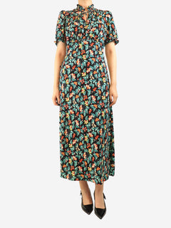 Green floral short-sleeved maxi dress - size UK 10 Dresses Cefinn 