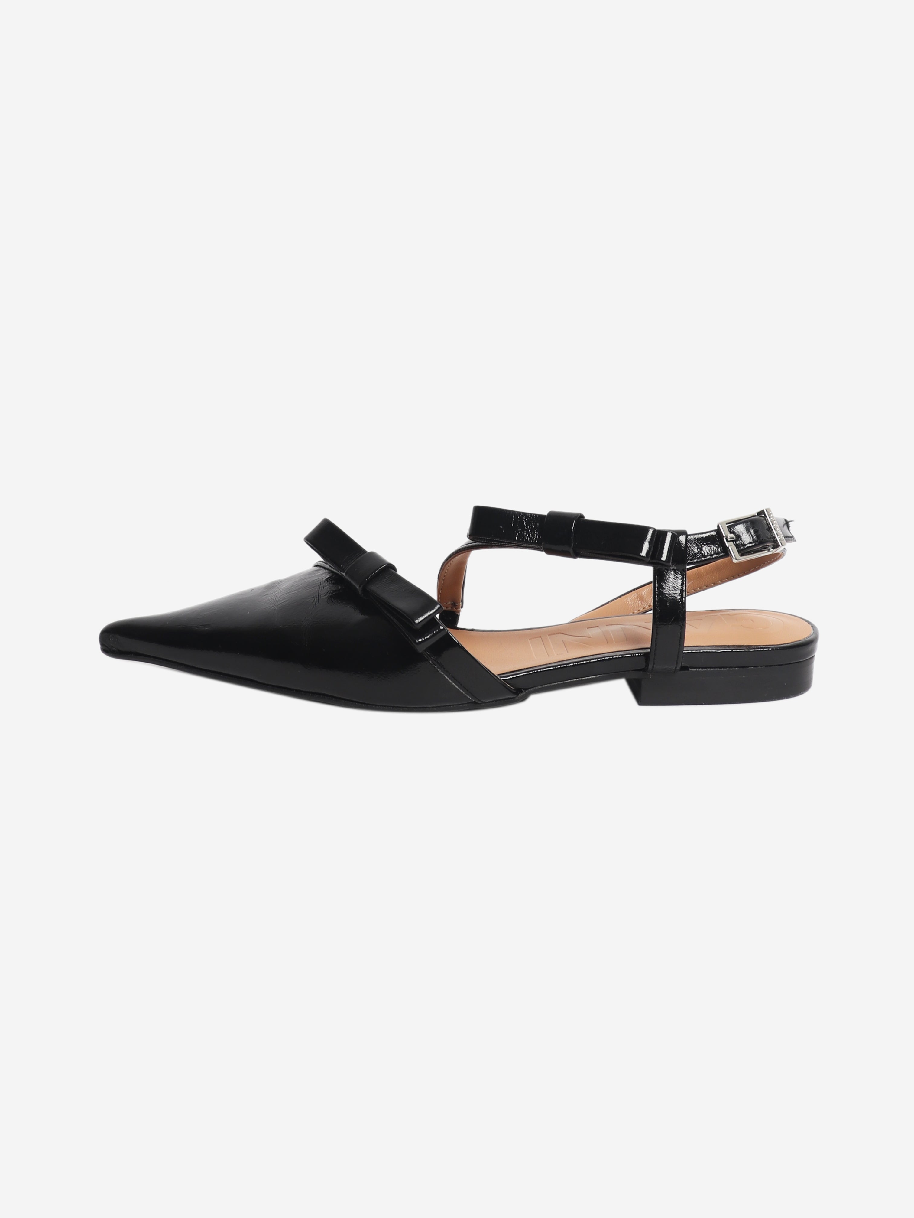 Black bow-detail slingback flats - size EU 37