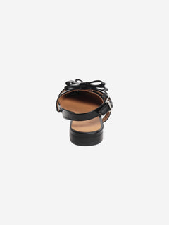 Black bow-detail slingback flats - size EU 37