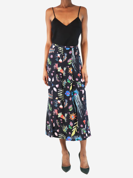 Black floral pleated midi skirt - size S alternate image