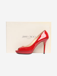 Jimmy Choo Red patent peep-toe pumps - size EU 38 (UK 5)