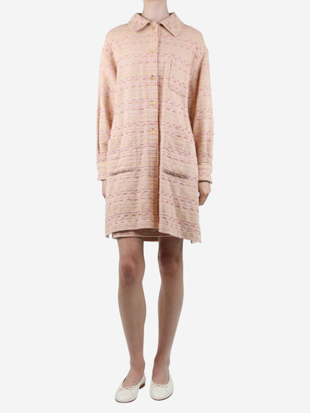 Pink tweed coat and skirt set - size UK 8 product image
